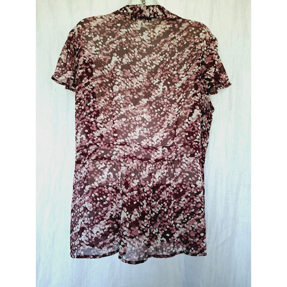 Women's apt. 9 pintuck semi sheer flutter sleeve Blouse 1X purple button Pink - Picture 3 of 5